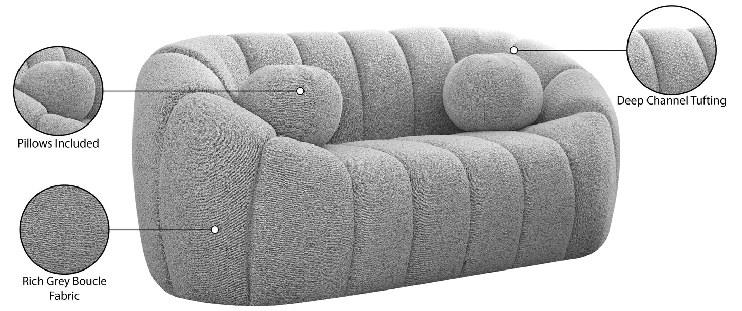 marcello grey boucle fabric loveseat l