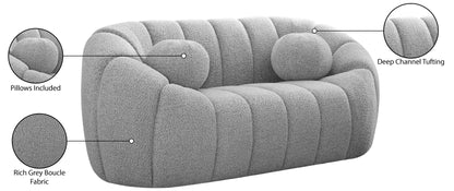 Marcello Grey Boucle Fabric Loveseat L