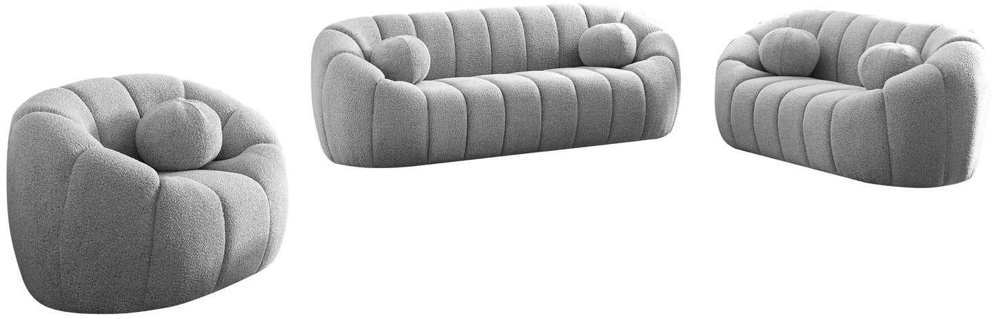 marcello grey boucle fabric loveseat l