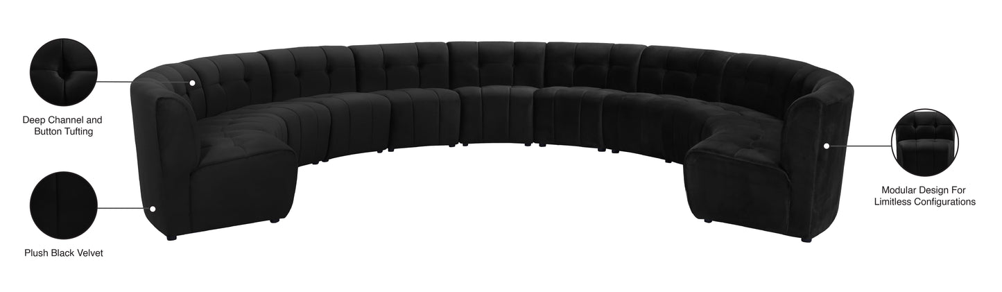 yara black velvet 11pc. modular sectional pc