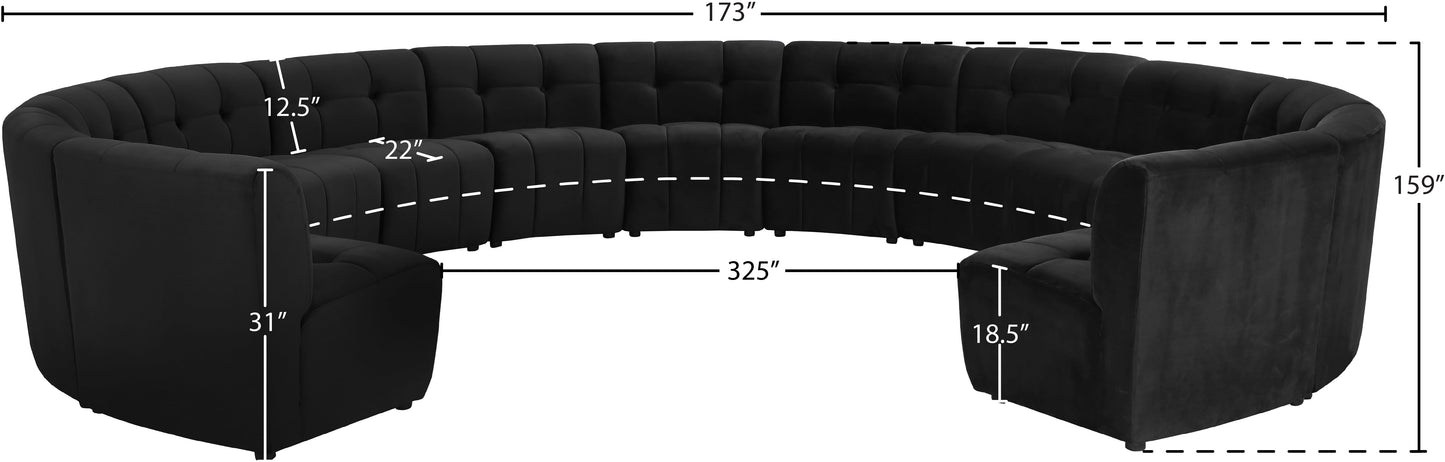 yara black velvet 13pc. modular sectional pc