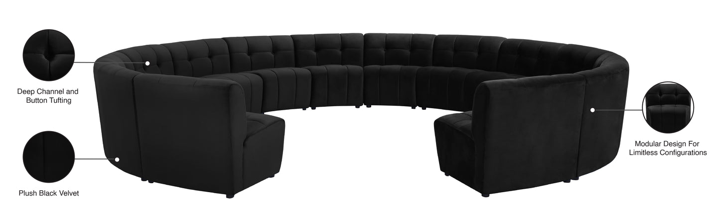 yara black velvet 14pc. modular sectional pc