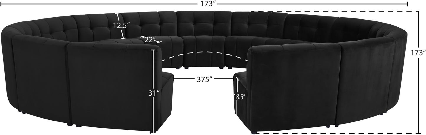 yara black velvet 15pc. modular sectional pc