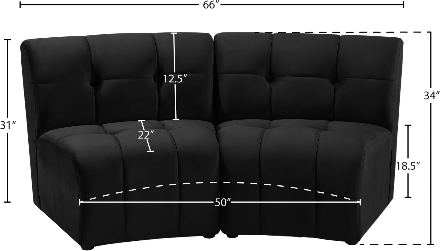 yara black velvet 2pc. modular sectional pc