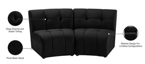 Yara Black Velvet 2pc. Modular Sectional PC