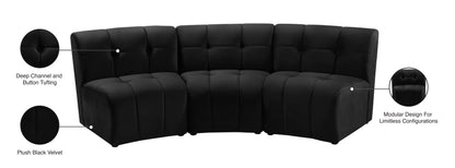 Yara Black Velvet 3pc. Modular Sectional PC