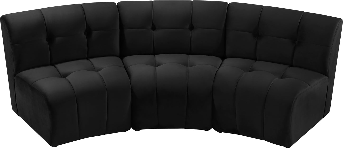 yara black velvet 3pc. modular sectional pc