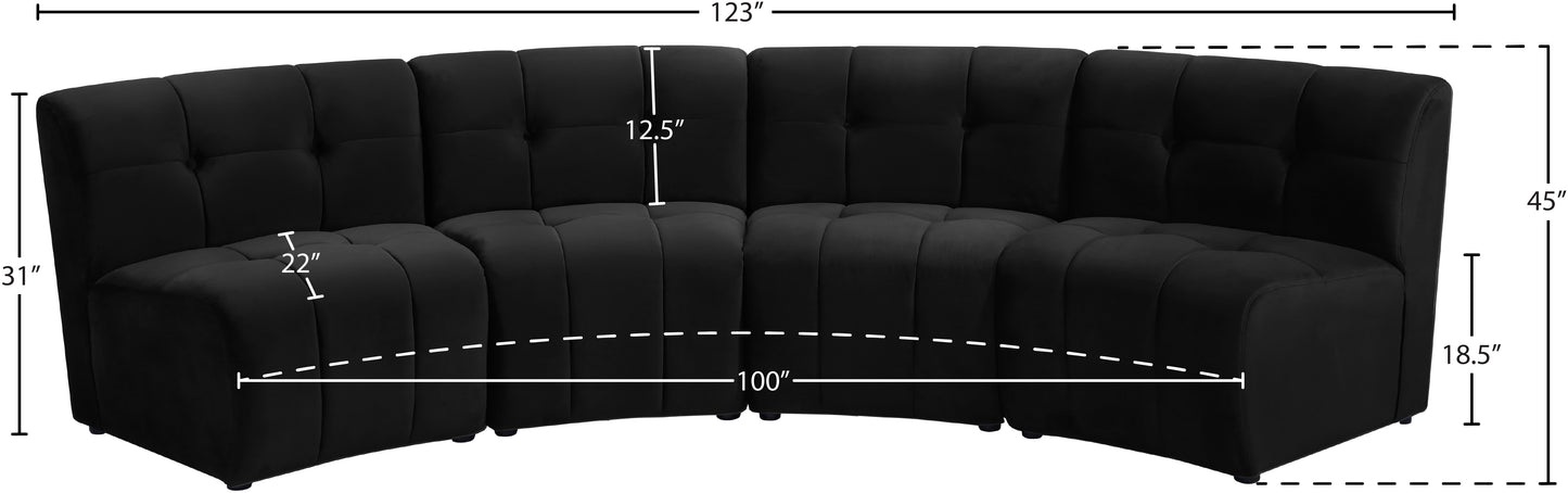 yara black velvet 4pc. modular sectional pc