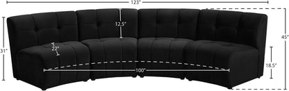 Yara Black Velvet 4pc. Modular Sectional PC