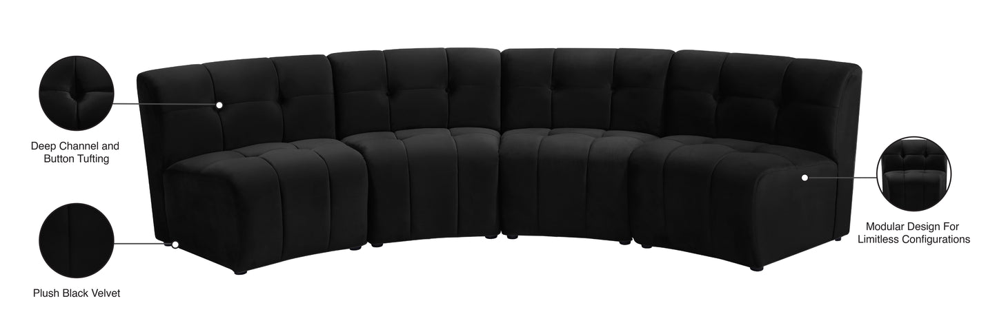 yara black velvet 4pc. modular sectional pc