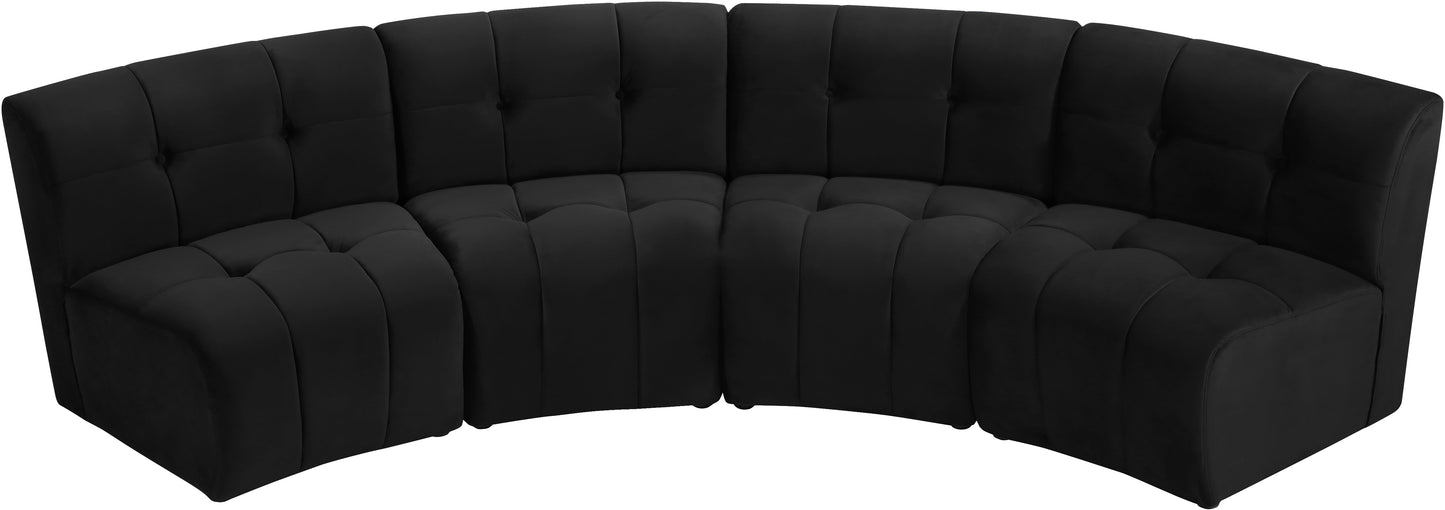 yara black velvet 4pc. modular sectional pc