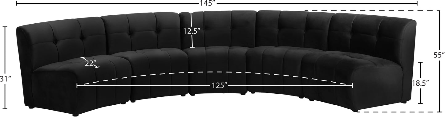 yara black velvet 5pc. modular sectional pc