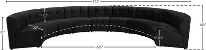 Yara Black Velvet 9pc. Modular Sectional PC