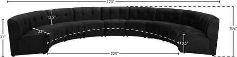 Yara Black Velvet 9pc. Modular Sectional PC
