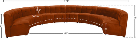 Yara Cognac Velvet 10pc. Modular Sectional PC