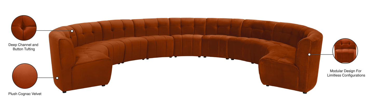 yara cognac velvet 11pc. modular sectional pc