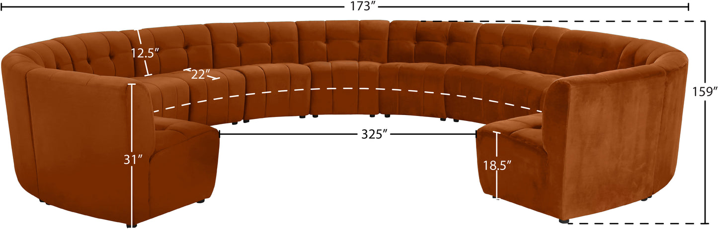 yara cognac velvet 13pc. modular sectional pc