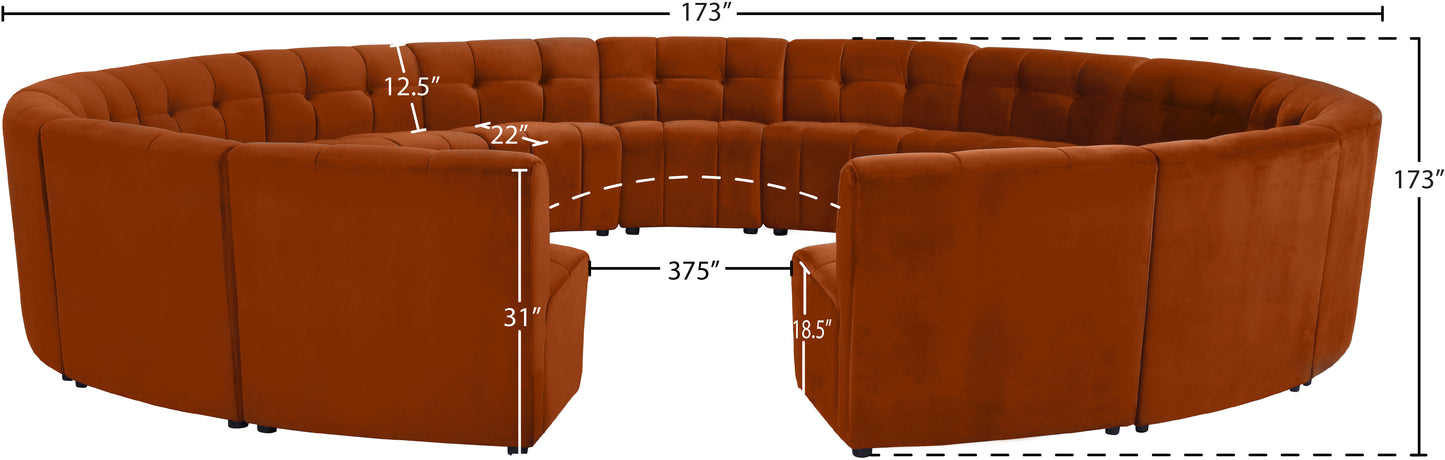 yara cognac velvet 15pc. modular sectional pc