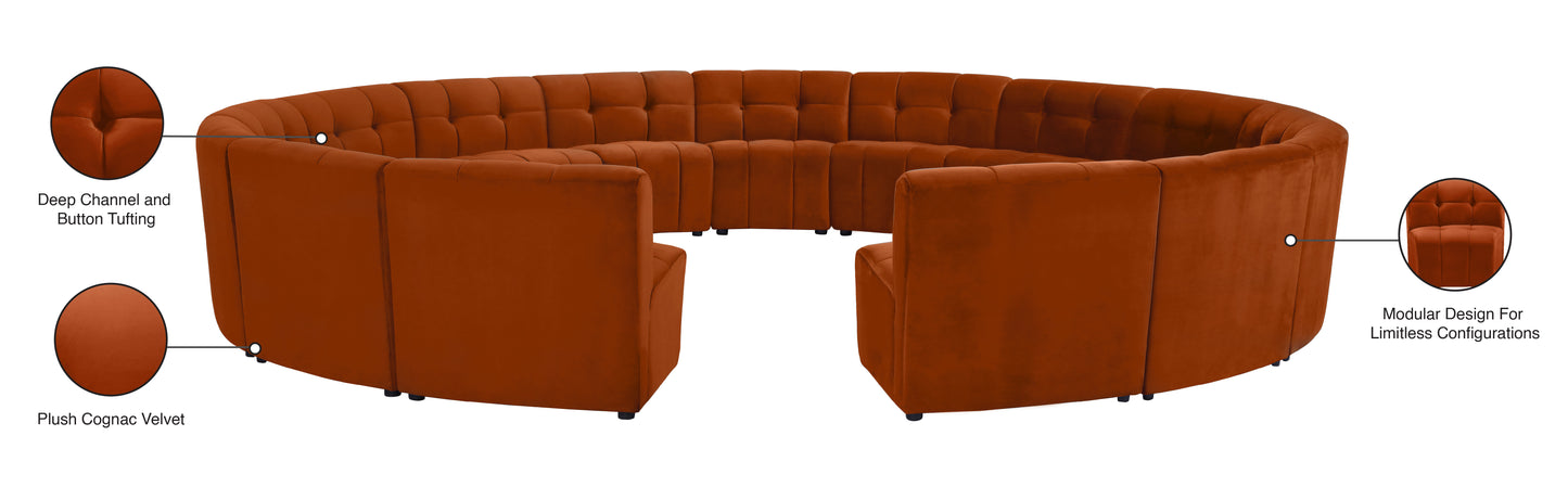 yara cognac velvet 15pc. modular sectional pc