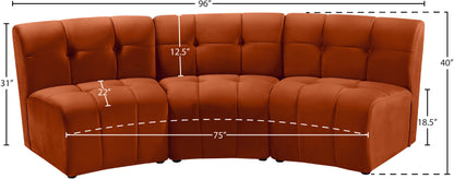 Yara Cognac Velvet 3pc. Modular Sectional PC