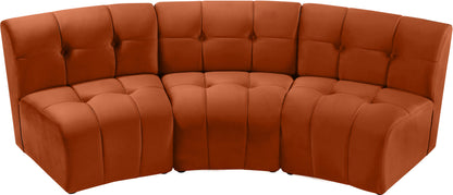 Yara Cognac Velvet 3pc. Modular Sectional PC