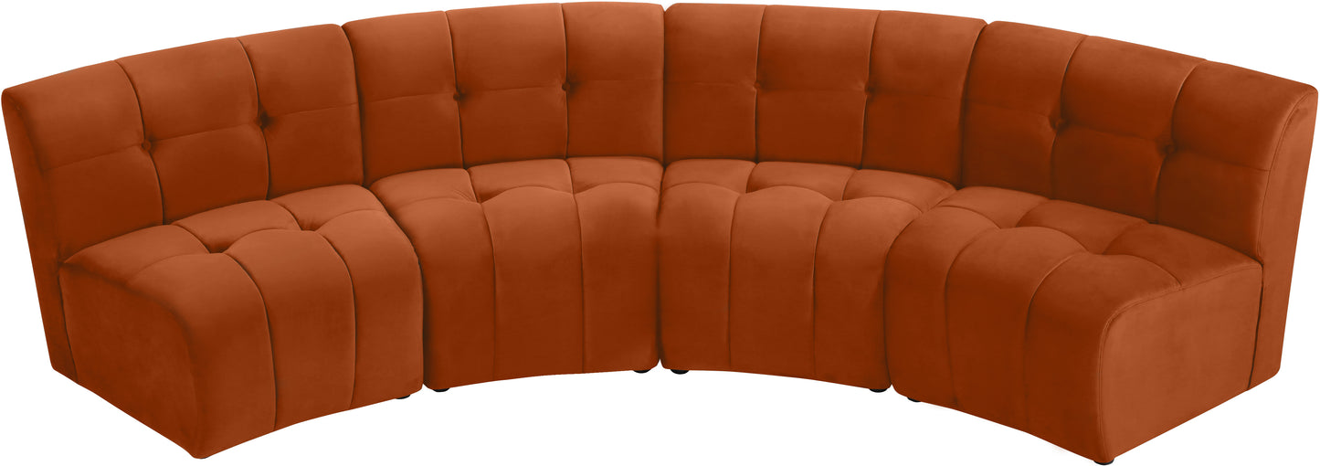 yara cognac velvet 4pc. modular sectional pc