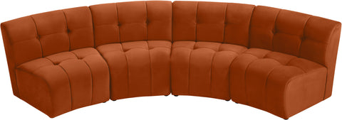 Yara Cognac Velvet 4pc. Modular Sectional PC
