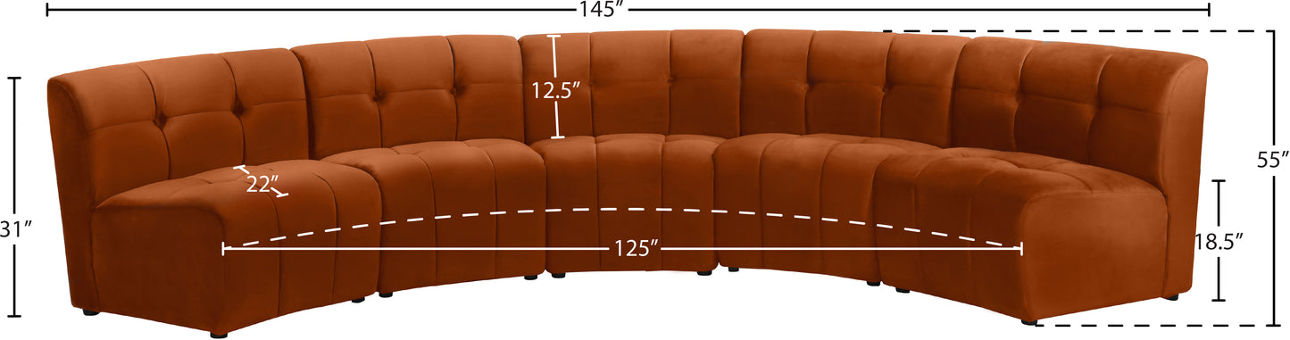 yara cognac velvet 5pc. modular sectional pc