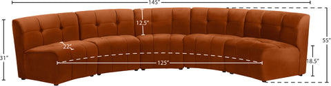 Yara Cognac Velvet 5pc. Modular Sectional PC