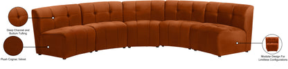 Yara Cognac Velvet 5pc. Modular Sectional PC