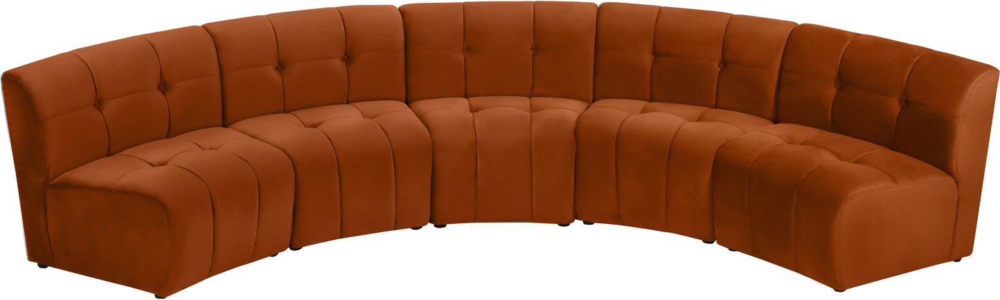 yara cognac velvet 5pc. modular sectional pc