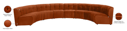 Yara Cognac Velvet 8pc. Modular Sectional PC