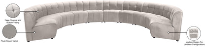 Yara Cream Velvet 10pc. Modular Sectional PC