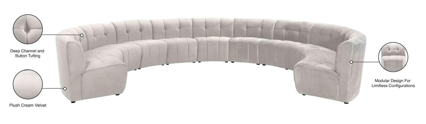 yara cream velvet 11pc. modular sectional pc