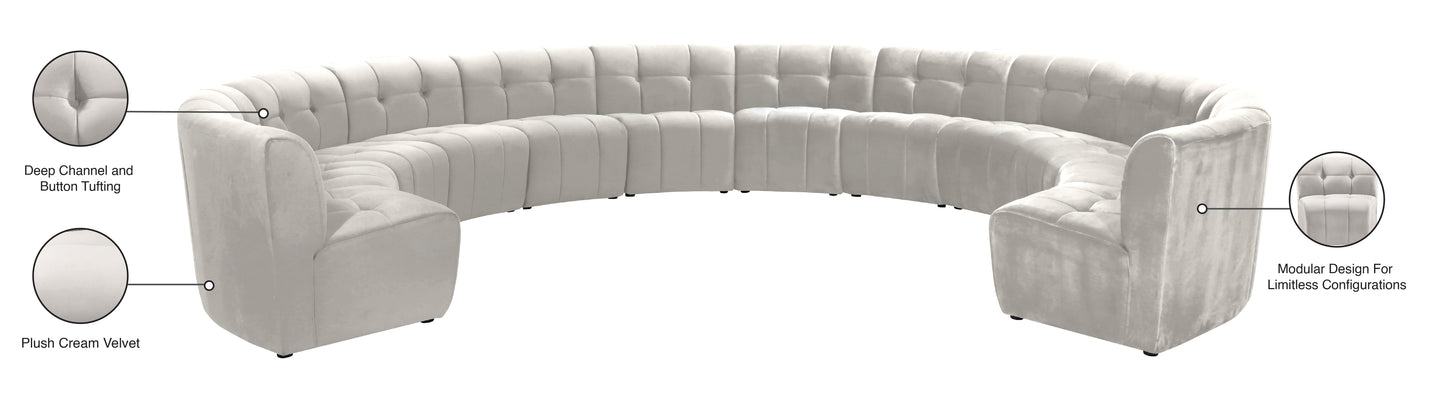 yara cream velvet 12pc. modular sectional pc