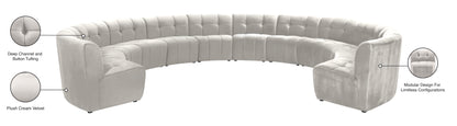 Yara Cream Velvet 12pc. Modular Sectional PC