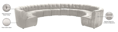 Yara Cream Velvet 12pc. Modular Sectional PC