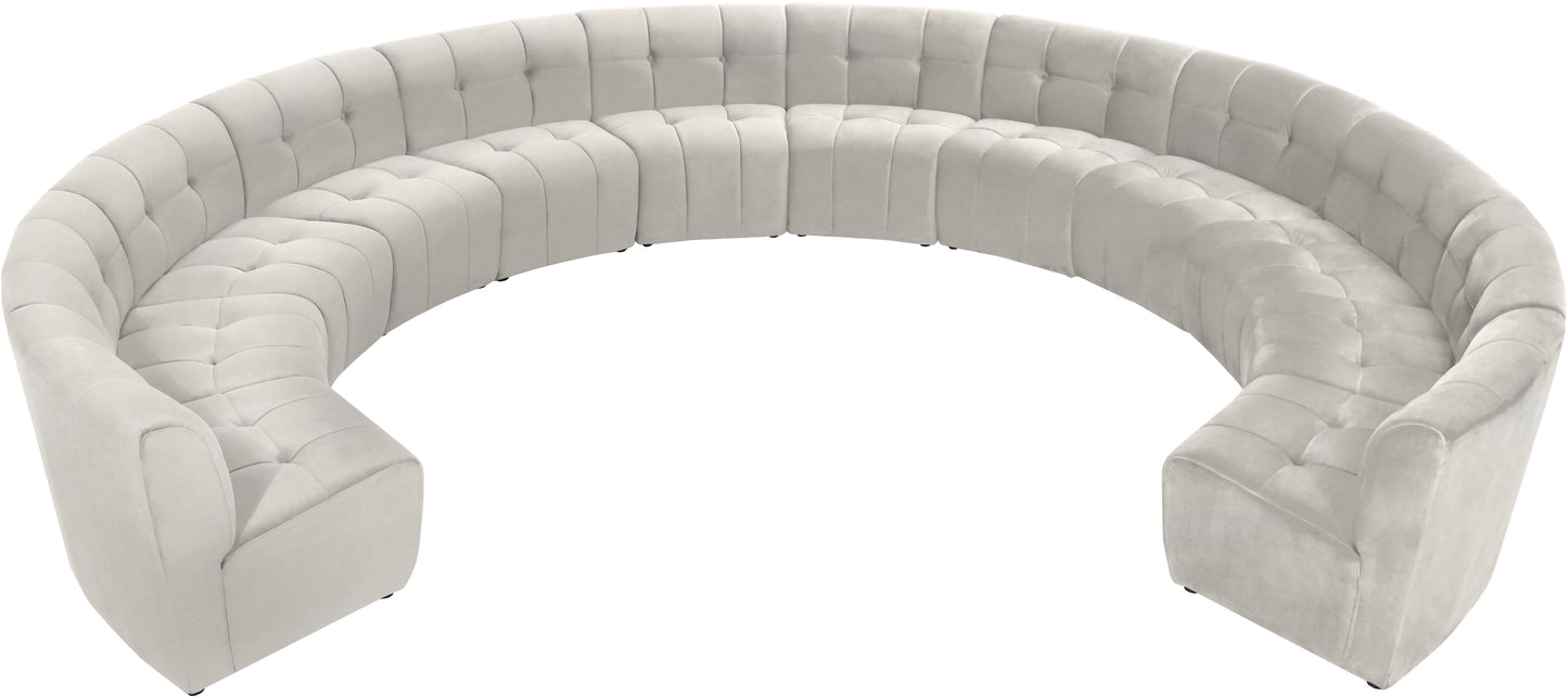 yara cream velvet 12pc. modular sectional pc