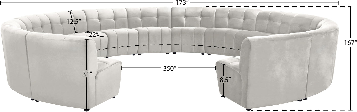 yara cream velvet 14pc. modular sectional pc