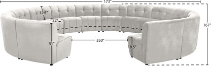 Yara Cream Velvet 14pc. Modular Sectional PC