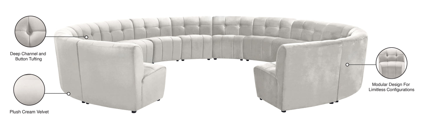 yara cream velvet 14pc. modular sectional pc