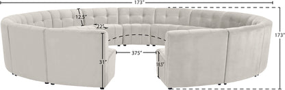 Yara Cream Velvet 15pc. Modular Sectional PC