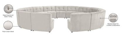 Yara Cream Velvet 15pc. Modular Sectional PC