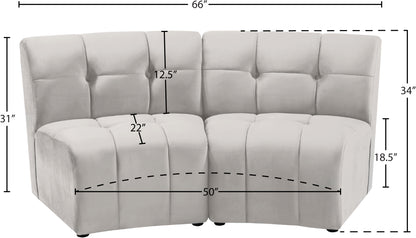 Yara Cream Velvet 2pc. Modular Sectional PC