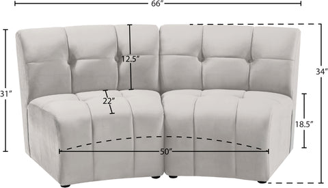 Yara Cream Velvet 2pc. Modular Sectional PC
