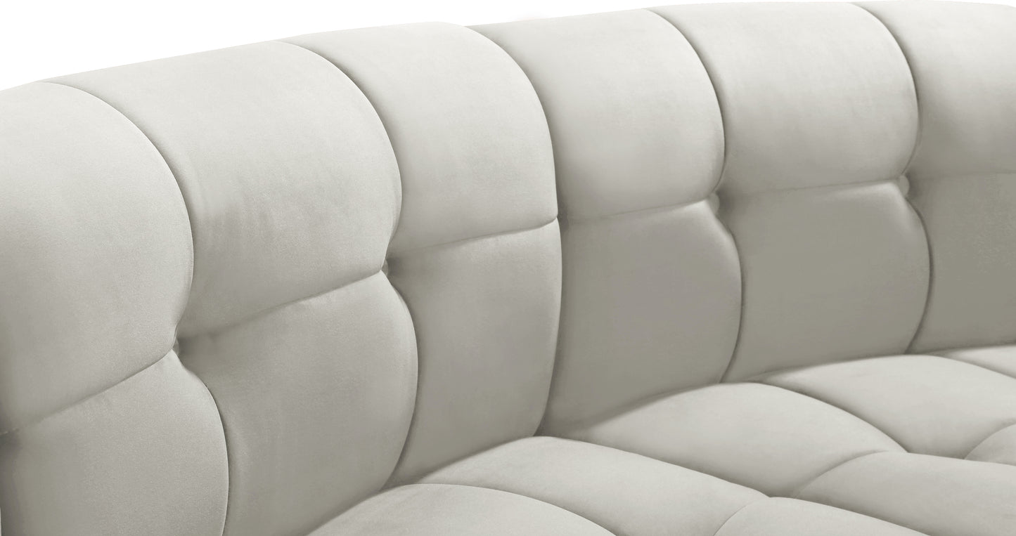 yara cream velvet 2pc. modular sectional pc