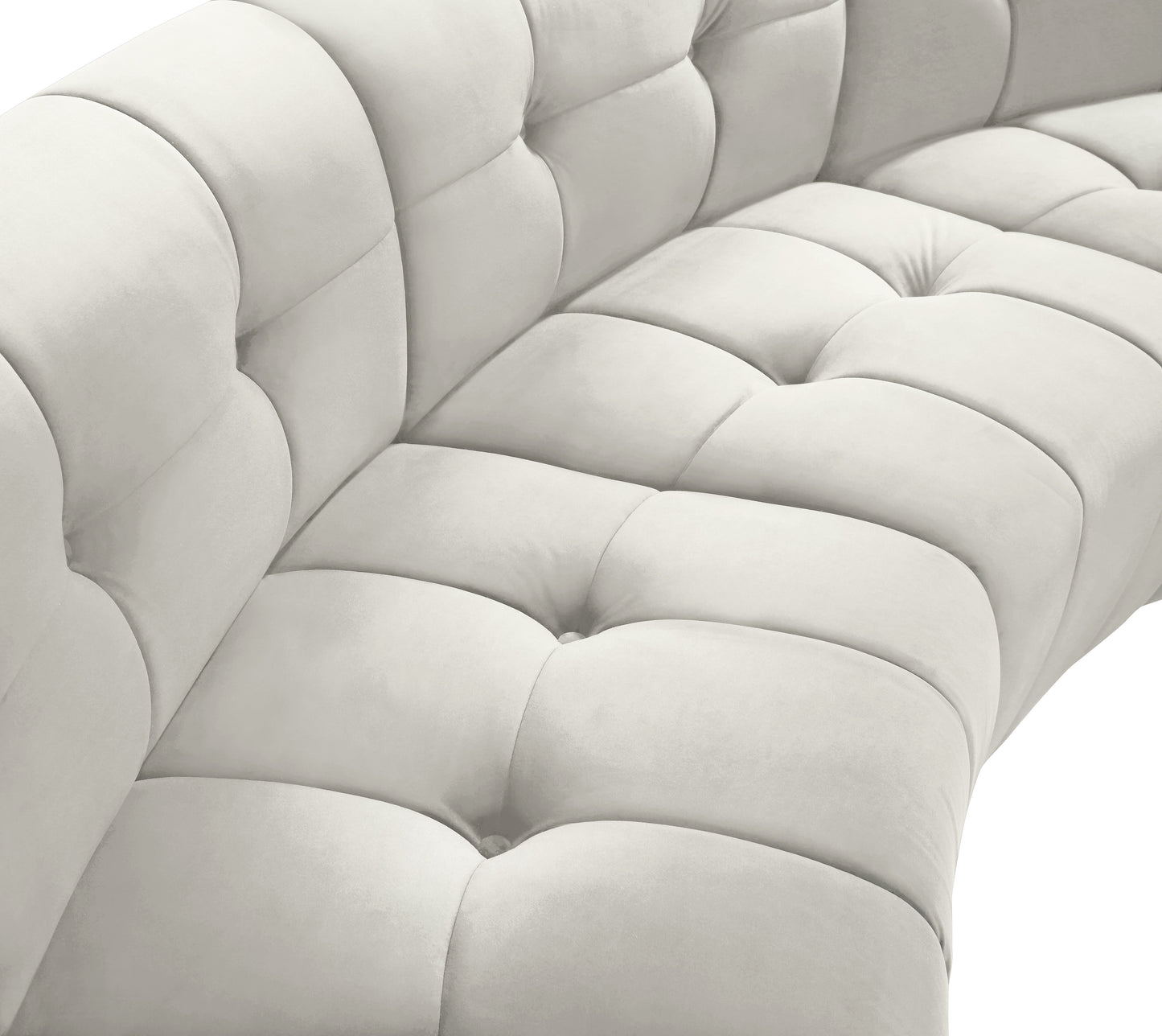 yara cream velvet 2pc. modular sectional pc