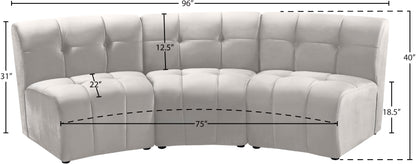 Yara Cream Velvet 3pc. Modular Sectional PC