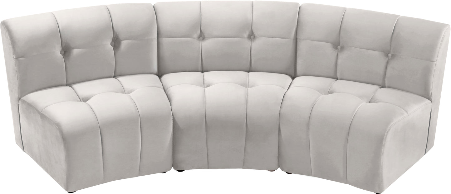 yara cream velvet 3pc. modular sectional pc