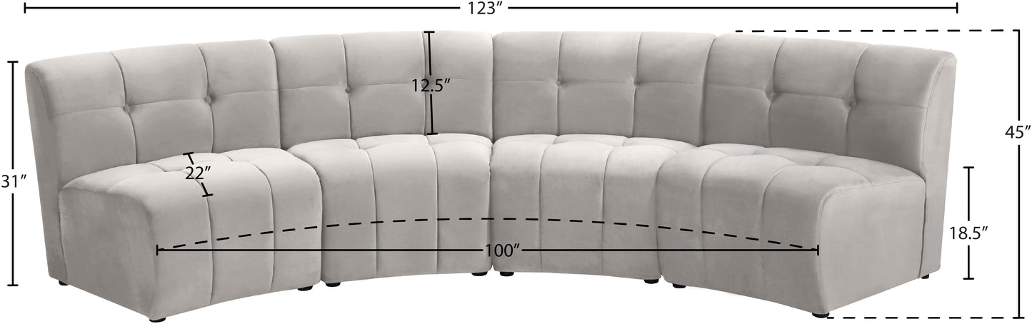 yara cream velvet 4pc. modular sectional pc